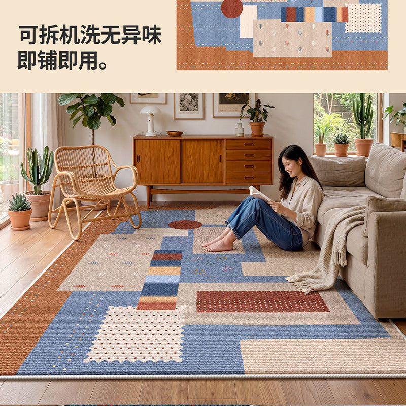 Removable and washable carpet living room bauhaus blue coffee table sound insulation dopamine medieval detachable double layer carpet bedroom