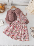 autumn new arrivals: european & american style textured shawl long-sleeve floral dress for girls - princess style