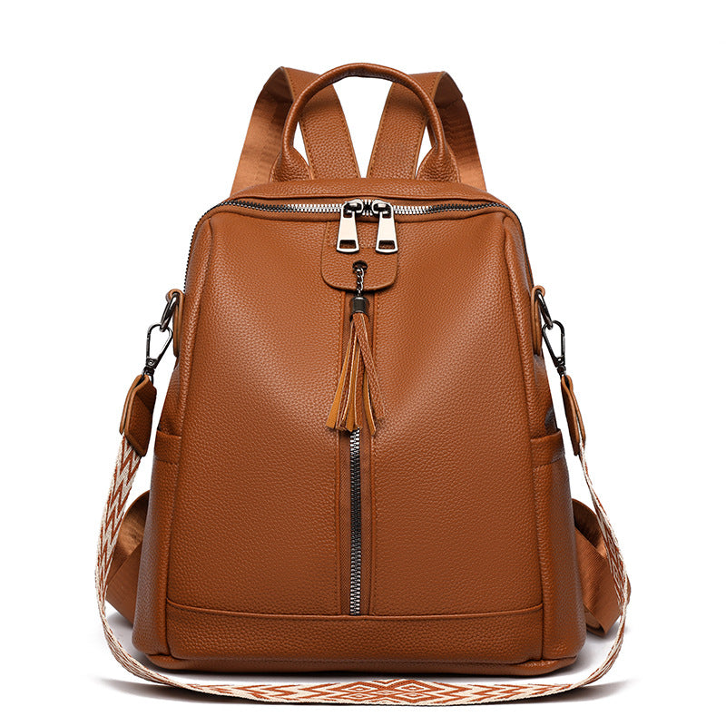 Bags, backpacks wholesale  year retro tassel fashion backpacks women's soft leather solid color large-capacity women's bags