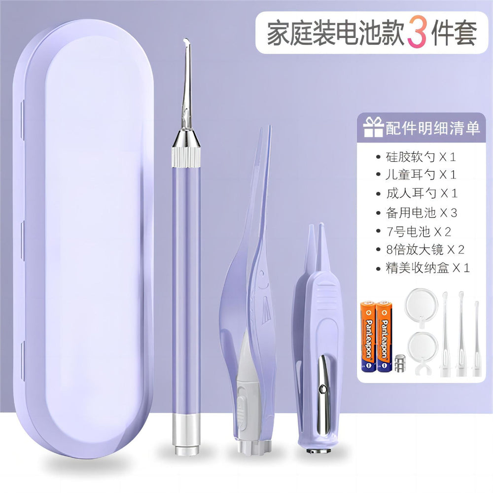 Glowing ear spoon & earwax tweezer set - kids' ear cleaning kit with visual inspection - baby ear pick - in stock & ready to ship