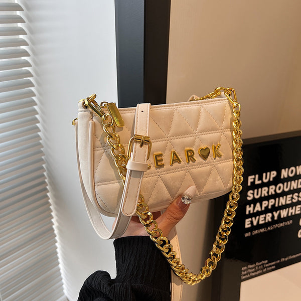 Xiaoxiangfeng bag women's 2025 summer new embroidered thread diamond chain bag niche design foreign versatile shoulder bag