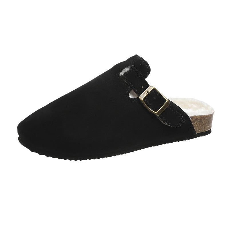 Plus size women's cork bottom slippers cross-border export baotou half slippers birkenstock shoes soft bottom roman shoes 35-46 wholesale