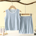 Kids' tank top set - lightweight modal loungewear for boys - sleeveless air conditioning suit - baby ice silk pajamas - summer boys' outfit