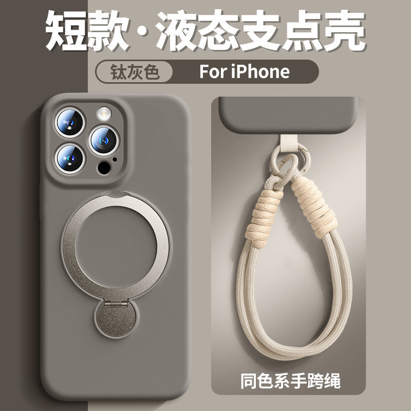Rotating magnetic stand compatible iphone 17 pro precision cut liquid silicone phone case with lanyard, apple 13 protective cover