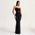 European and american women's clothing  spring new sleeveless ruched waist tie-up dress elegant slim-fit bandeau evening gown