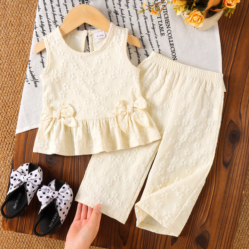 Baby clothing kids set children outfit apricot vest + pants two-piece set