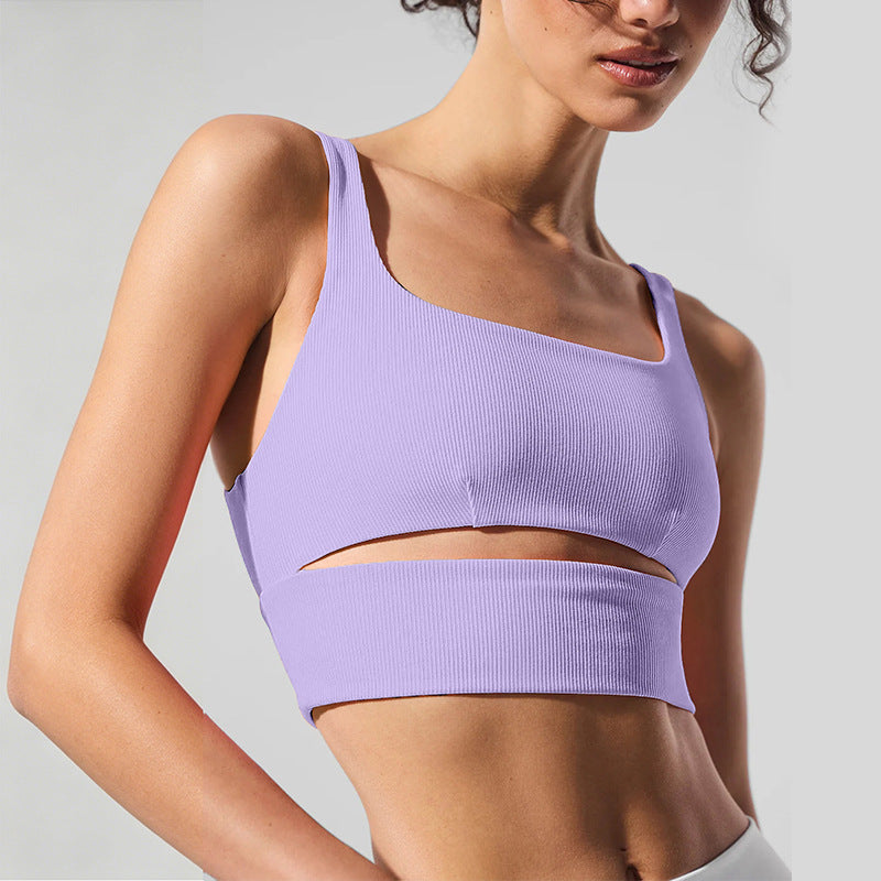 Thin stripes sports lintimates nude yoga bra quick-drying sleeveless running sports fitness wear for women with chest pads