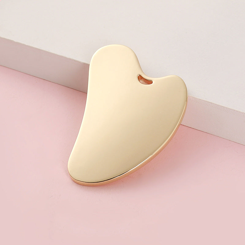 Factory direct zinc alloy scraping tool - heart-shaped scraping plate with hole, metal fascia knife, massage gua sha beauty tool
