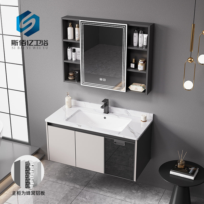 Bathroom thickened space aluminum honeycomb bathroom cabinet wash basin wash storage cabinet waterproof moisture-proof smart beauty mirror