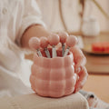 Cream style ceramic fruit fork light luxury set high appearance stainless steel fruit pick home decoration storage tube wholesale