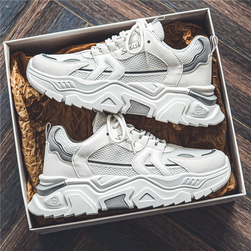 Men's winter breathable 2025 new trendy versatile youth sports casual chunky sole height increasing white dad shoes