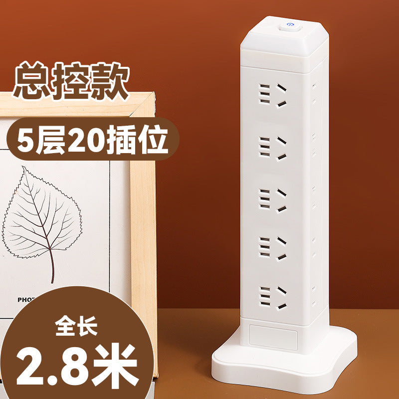 Authentic home & office vertical power strip - multi-outlet, pure copper, with usb ports - tower style