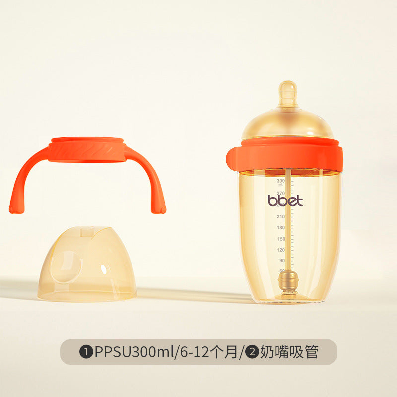 Babycare newborn ppsu baby bottle - infant straw bottle with wide neck, plastic feeding bottle
