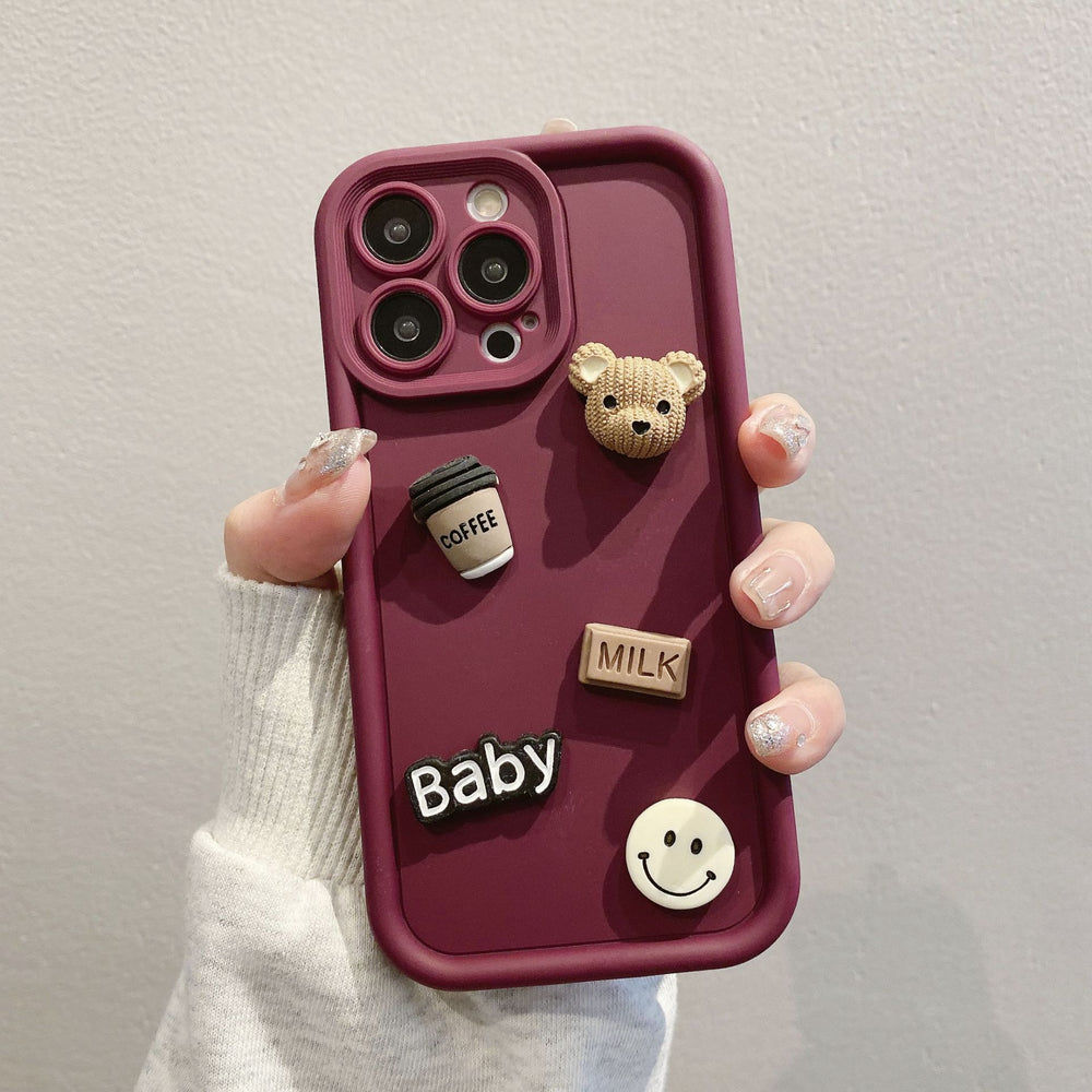 Gaozhu is suitable for apple 16pro coffee bear jewelry mobile phone case iphone11/12 all-inclusive anti-fall protective cover