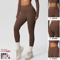 Ready-to-ship european and american style, solid color, double-sided brushed, high-waisted, quick-drying leggings for layering, fitness, outdoor running, and yoga