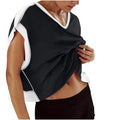 new arrival: women's casual fashion hollow-out solid color v-neck short sleeve yoga t-shirt top