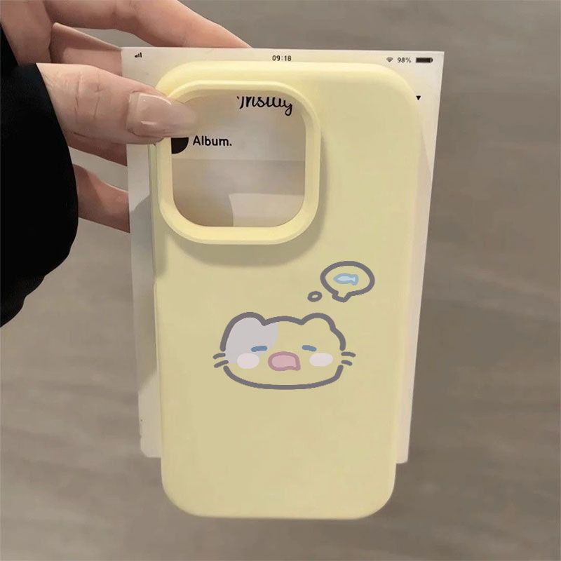 Soft and cute daydream kitten wants to eat fish, suitable for iphone 17 mobile phone case, korean style gentle style apple 18 glutinous rice shell