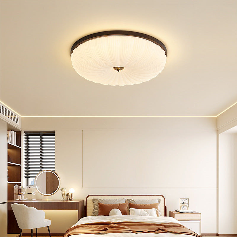 Bedroom light Ceiling light Log color imitation crystal retro American room light Full spectrum eye protection Master bedroom solid wood lighting