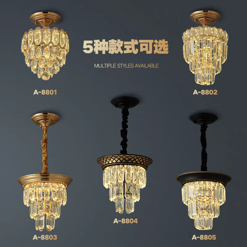 European-style light luxury american crystal small ceiling light for living room, hallway, corridor, entryway, balcony - minimalist modern indoor pendant light