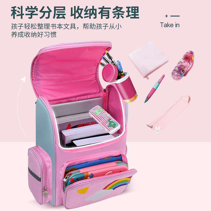 foreign trade children's schoolbag school girl princess large capacity ultra-light load-reducing spine-protecting primary school student schoolbag wholesale