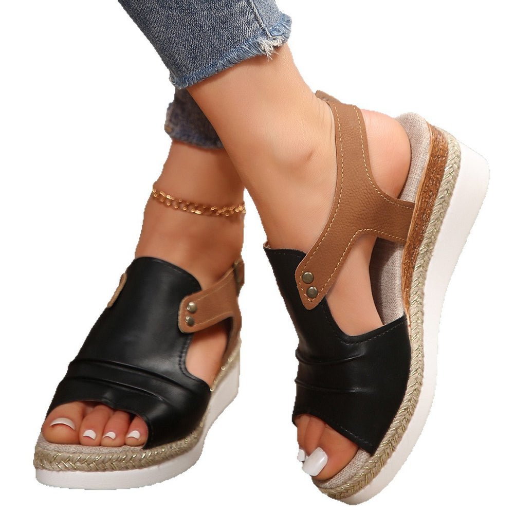 Exportplus sizesummernew arrival women's sandals wedge hemp rope bottom fish mouth sandals  hot women's sandals wholesale