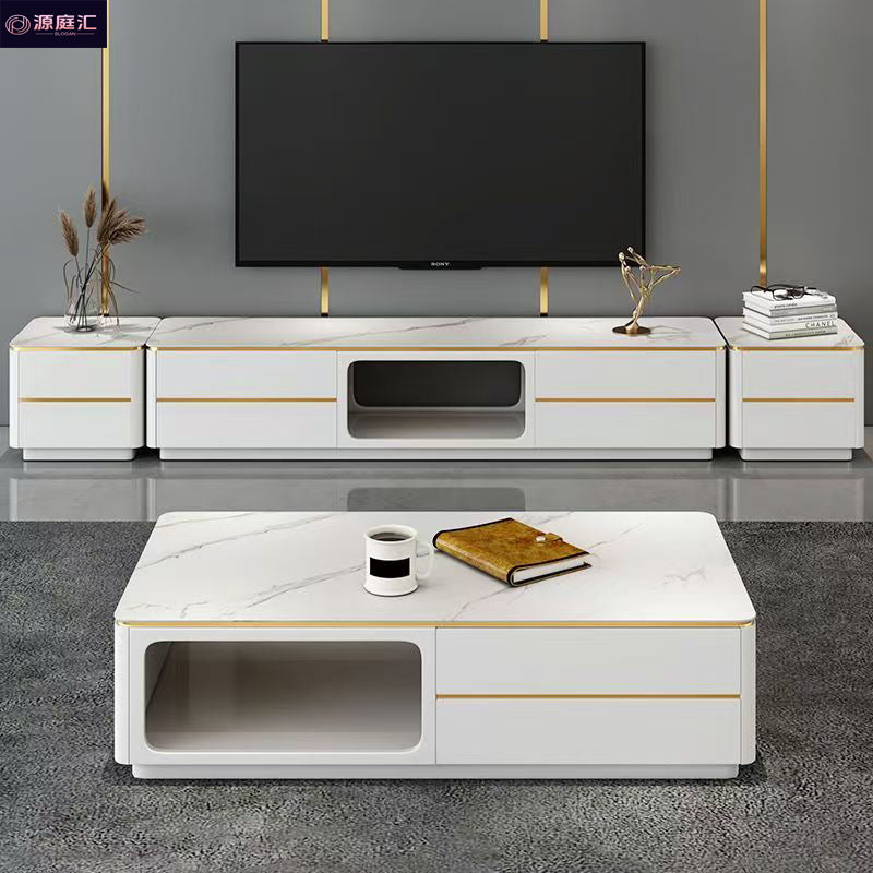 Accessible luxury slate tv cabinet coffee table combination classy luxury small apartment tempered glass new arrival tv cabinet floor cabinet