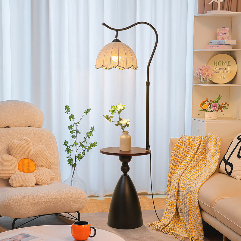 Cream style storage rack all-in-one floor lamp living room sofa next to a few ornaments atmosphere lamp bedroom bedside counter lamp