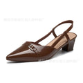 Toe-cap sandals new arrival2026summerfashion glossy pointed toe sandals outwear high heels women's toe-cap back hollow sandals