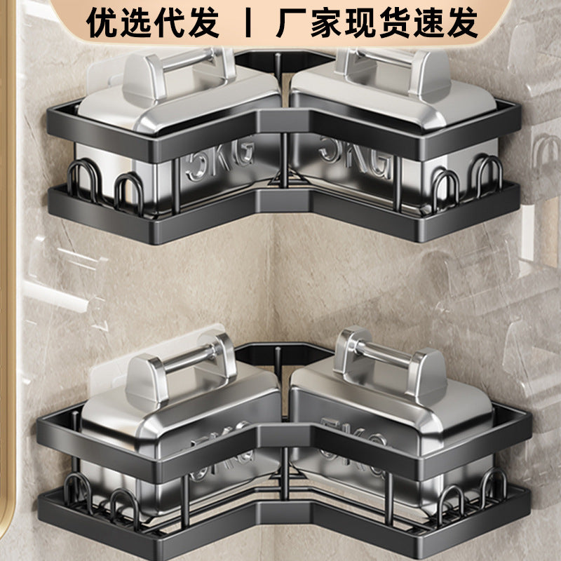 No punching toilet rack, bathroom, bathroom storage rack, shower gel, soap, wall hanging tripod, one piece will be sent on behalf of you.