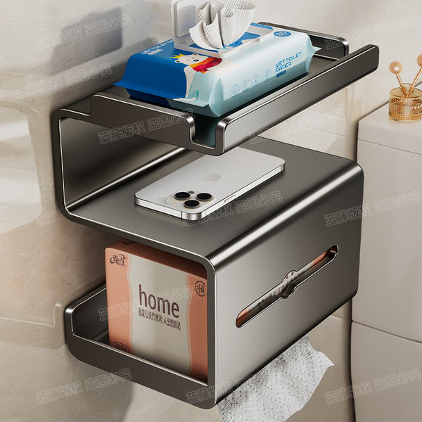 Toilet toilet carton multi-functional non-punching wall wall hanging toilet paper shelf toilet pumping carton tissue holder