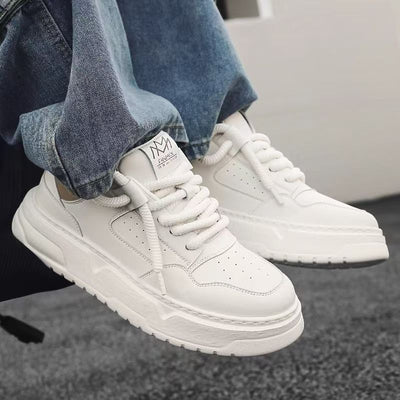 2025 spring new breathable casual men's shoes thick sole height increasing fashion easiest for match sports white shoes white shoes men