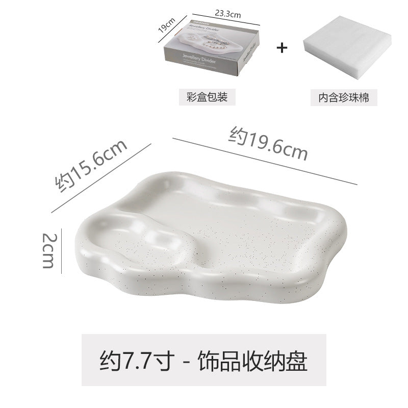 Ins ceramic jewelry tray necklace glasses display plate entryway key storage bedroom vanity decorative ornament