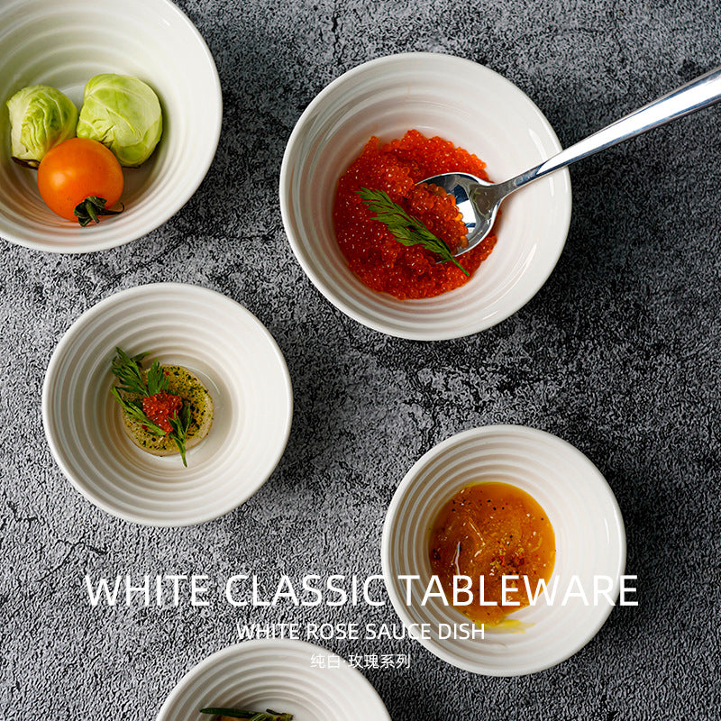 Restaurant hotel for home ceramic rice bowl dipping bowl scandinavian pure whitestylish ceramic soup bowl dessert tall bowl