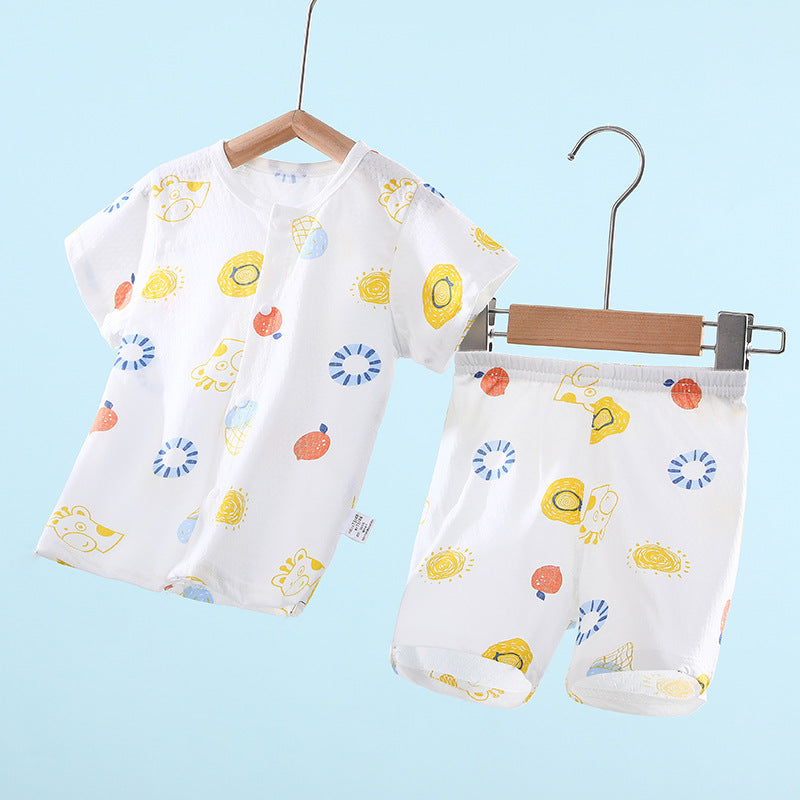 Baby short-sleeve set - summer lightweight cartoon newborn pure cotton kids summer shorts infant clothes spring/summer outfit