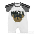 Summer short-sleeve romper for baby boys - newborn infant summer outfit, baseball style, trendy first birthday clothes for baby boys