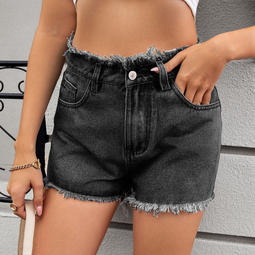 Fashion cross-border  women's clothing new arrival  independent station washed hot girl raw edge denim shorts hot pants trendy