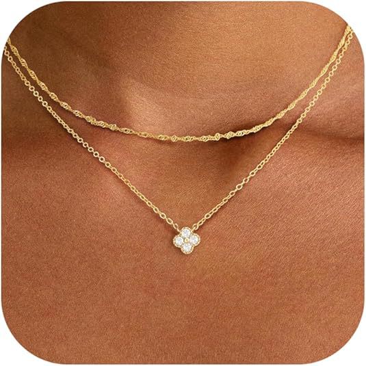 Amazon's popular new double oval overlapping pendant necklace, fashionable and versatile for commuting, a must-have necklace for women