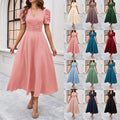 spring/summer cross-border  women's fashion high-waisted solid color slim-fit short-sleeve dress