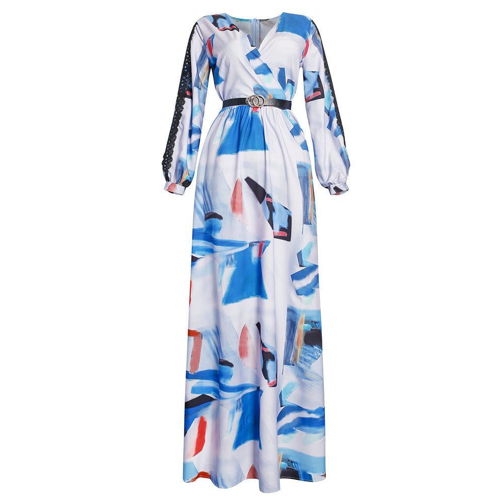 Amazon  plus size women's floral swing dress - new arrival, cinched waist, lace trim, elegant dress