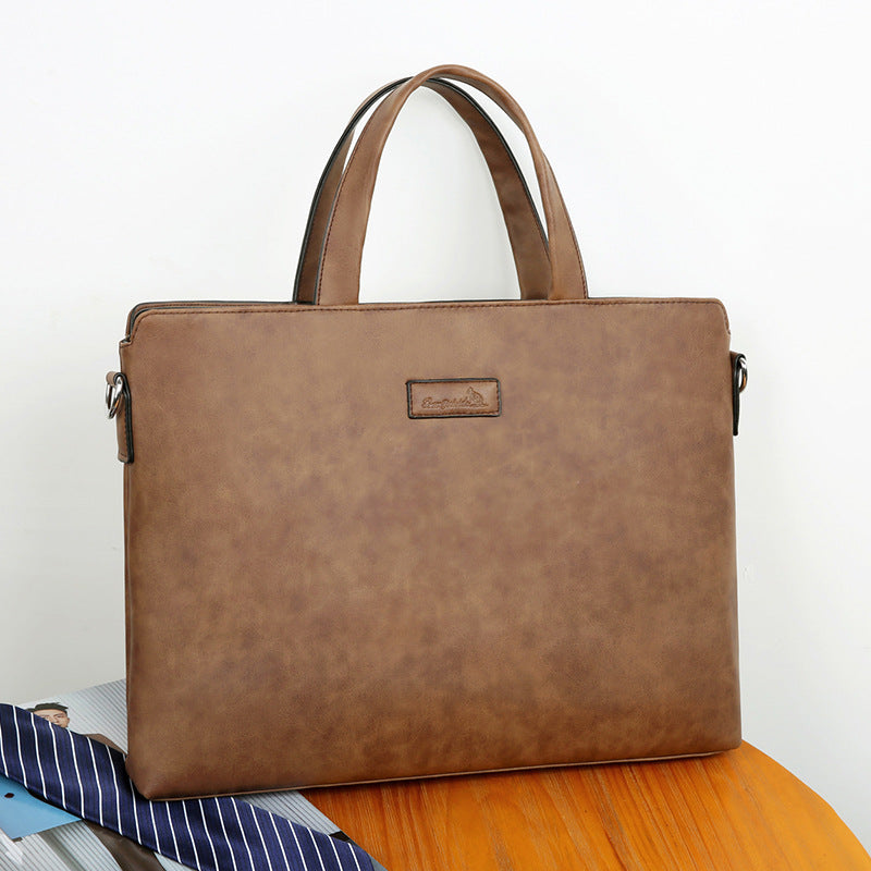 New trendy men's fashion large-capacity pu leather waterproof business briefcase handbag briefcase  wholesale
