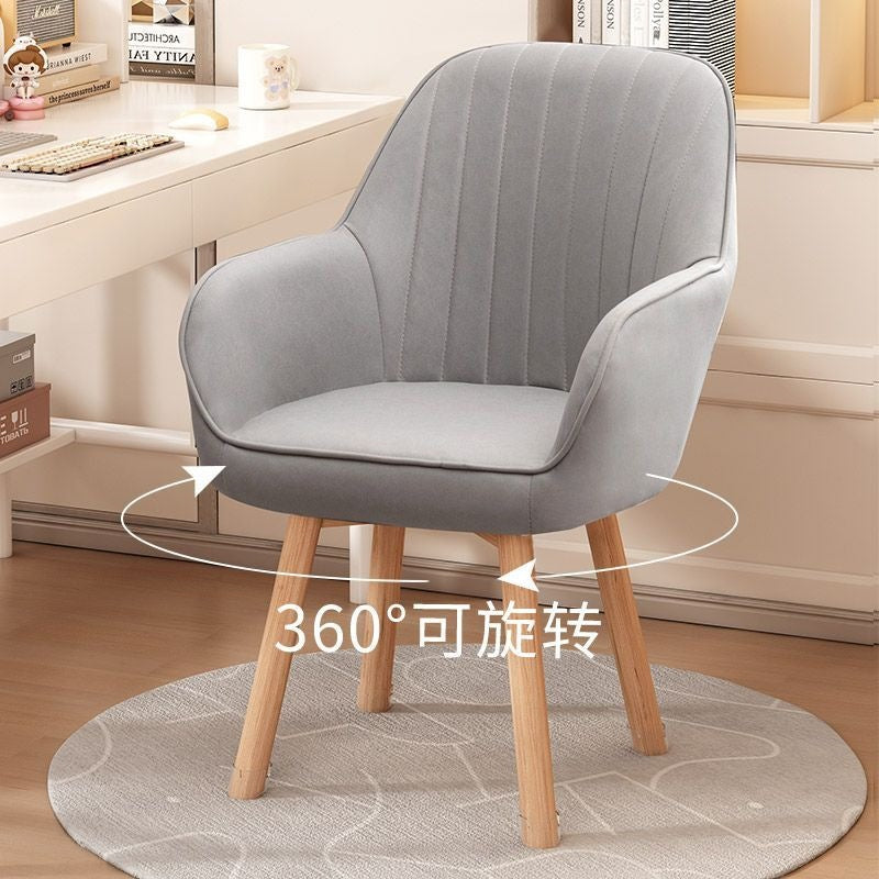 Computer chair for homeplaid long sitting backrest waist office chair solid wood makeup dormitory student study desk stool