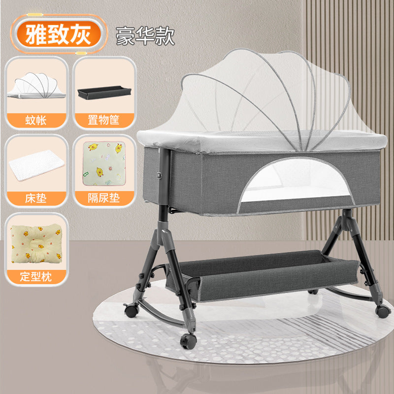 Baby crib convertible bed mobile foldable multifunctional cradle newborn bedside bed cross-border hot-selling baby bed