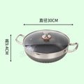 double-ear frying pan, deepened stainless steel flat bottomfor home pancake baking pan, induction cooker, gas honeycomb non-stick pan