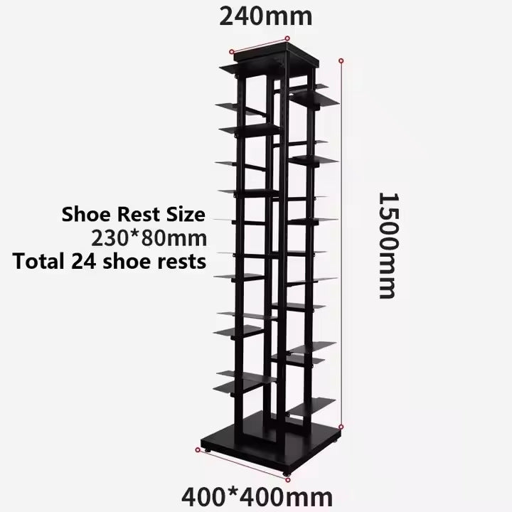Source factory metal floor bracket can accommodate 24 pairs of shoelaces, four-sided shoe racks, metal display racks for storage