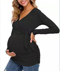 fashion trendy mom cross v-neck nursing t-shirt maternity top - in stock, relaxed fit