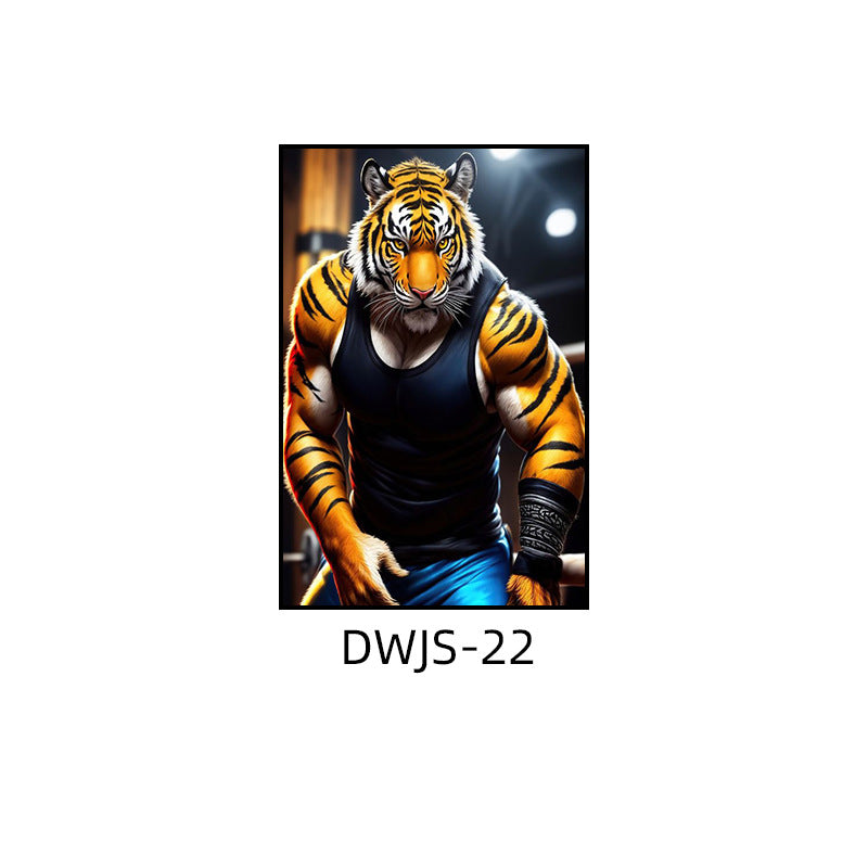 Gym decorative painting industrial style boxing hall hanging painting taekwondo martial arts hall fighting creative animal cartoon mural