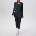 pure color brushed tight tank top nine-point long three-piece sports running fitness yoga suit