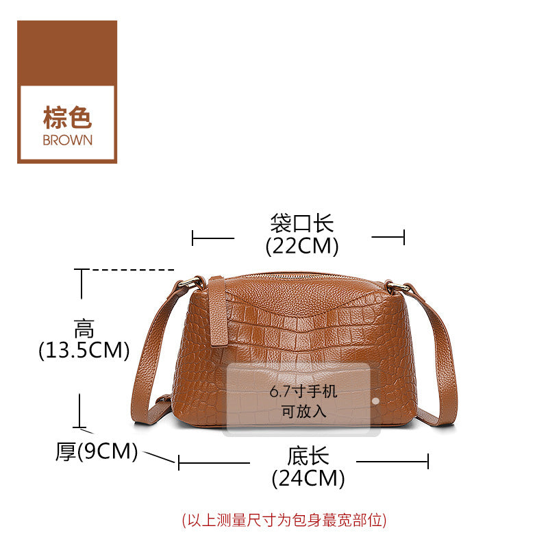 Casual trend leather women's messenger bag 2025 new versatile women's backpack crocodile pattern first layer cowhide shoulder bag