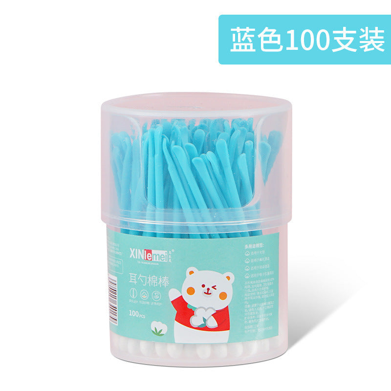 Cotton swab open ears double head boxed multi-functional children's ear spoon cleaning household cosmetic cotton swab swab cotton swab factory wholesale