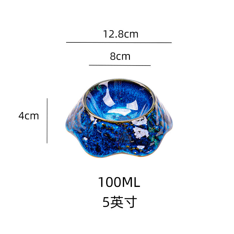 Creative kiln-turned-blue ceramic tableware ceramic bowl restaurant hotel dessert bowl salad bowl good-looking rice bowl